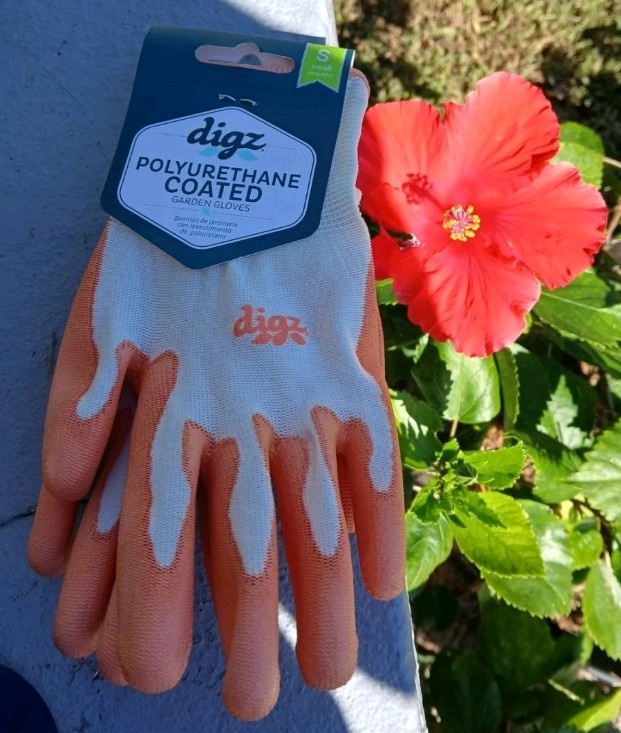 Digz Women's Small Gray Orange Stretch Knit Garden Gloves New
