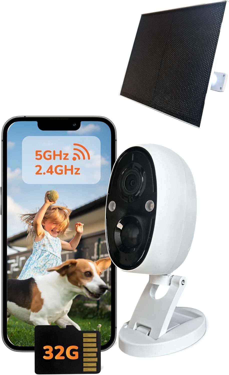 SensForge 2.5K Solar Battery Wi-Fi Security Camera Camera, AI Detection, 32GB SD