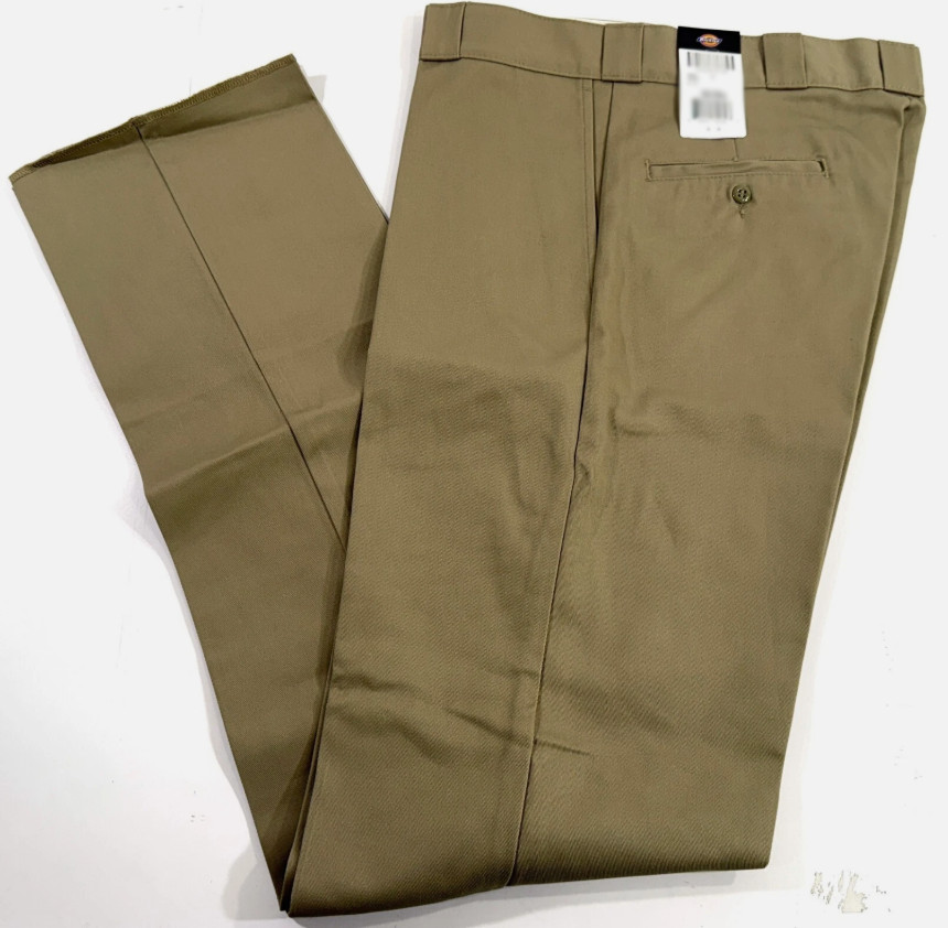 NEW MENS 42x39 DICKIES ORIGINAL 874 WORK PANTS KHAKI SIZE 42 UNHEMMED