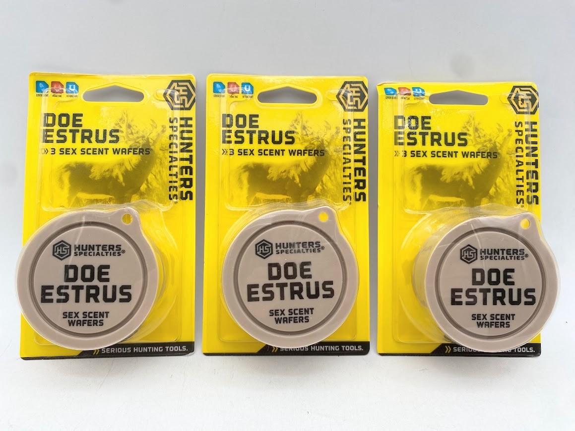 Lot of 3 Packs of Hunters Specialties Doe Estrus 3pack Sex Scent Wafers NIB