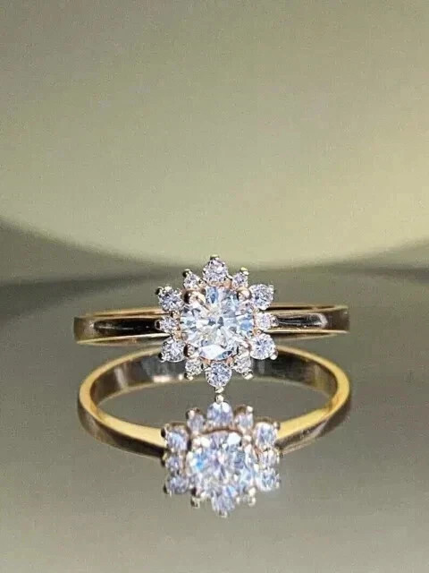 2Ct Round Cut Lab Created Diamond 14K Yellow Gold Finish Engagement/Wedding Ring