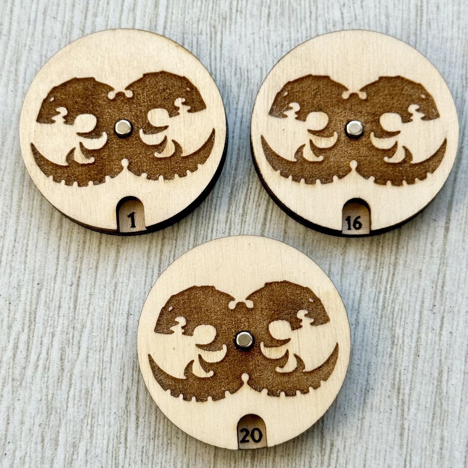 Warhammer 40k Tyranids 0-20 engraved wound counter wooden tracker set of 3