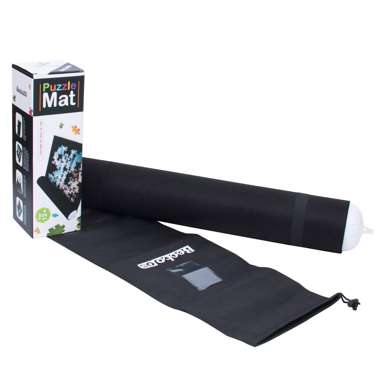 Becko US Puzzle Mat Roll Up with Drawstring Storage Bag, Felt Rollup Mat for
