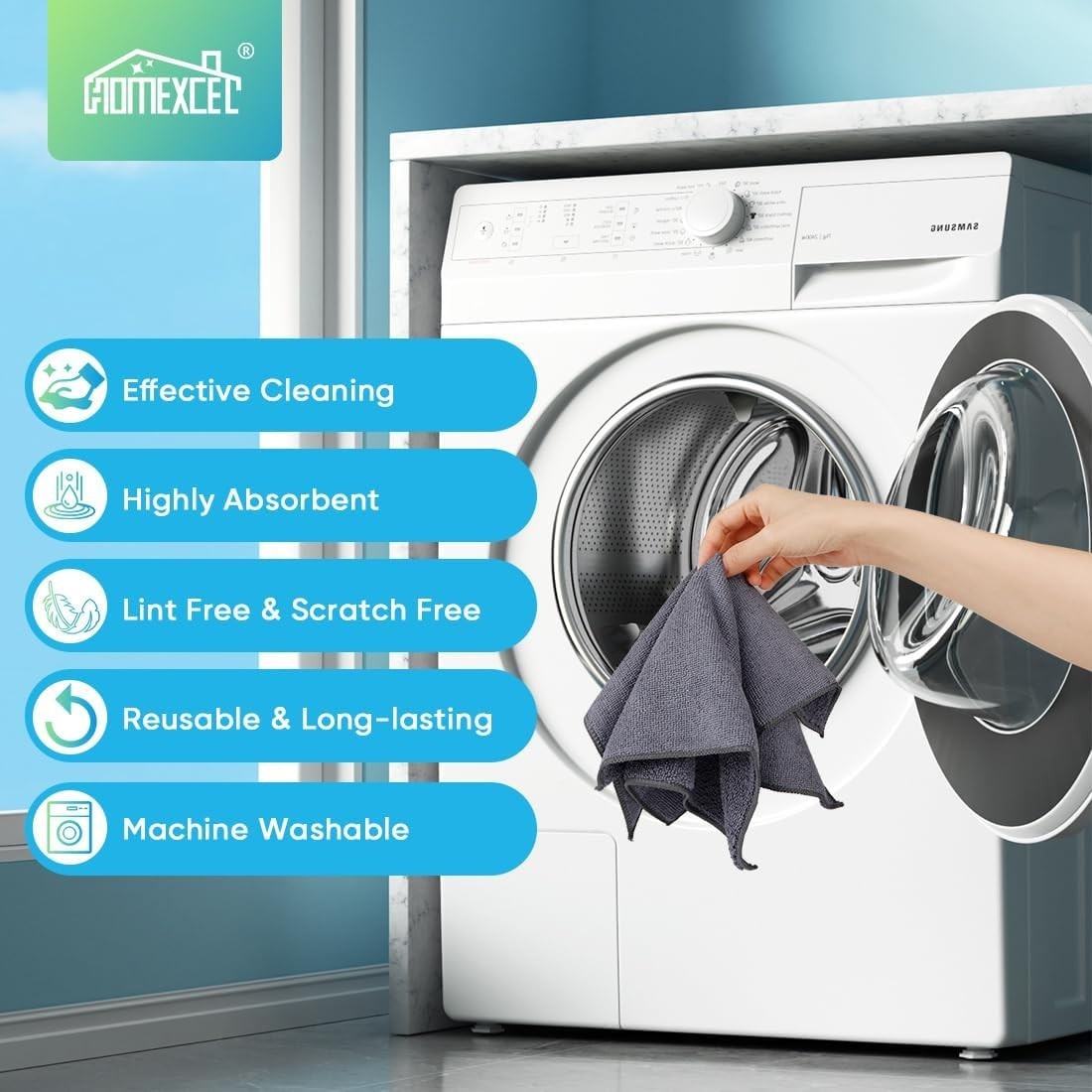 Eco-Friendly 12 Pack Grey Microfiber Cleaning Cloths