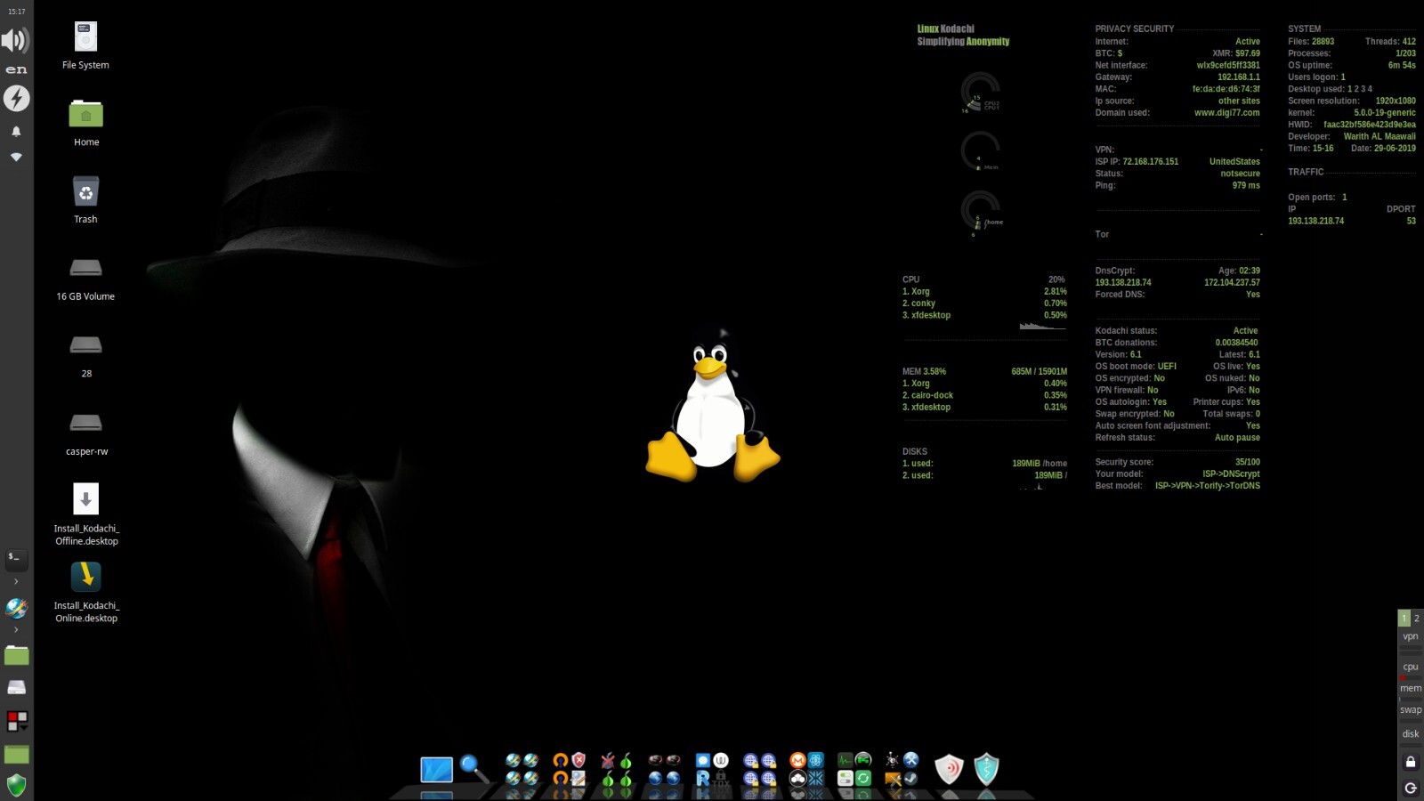 Linux Kodachi 8.27 VPN + Tor Anonymous Web Browsing Bootable DVD Fast Shipping