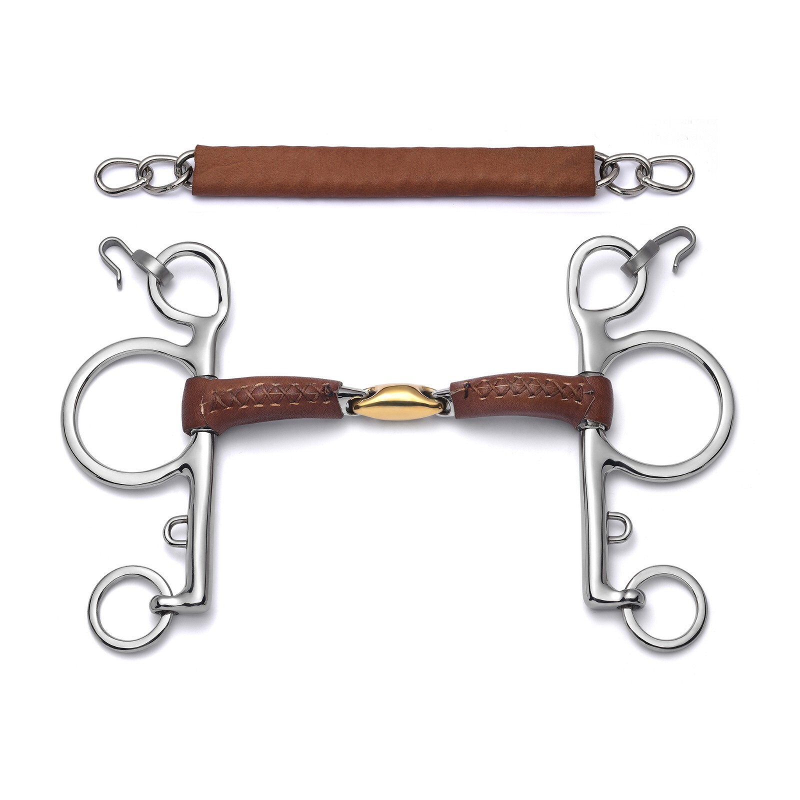 Cavalon Pelham Lozenge Leather Covered Curb Bit