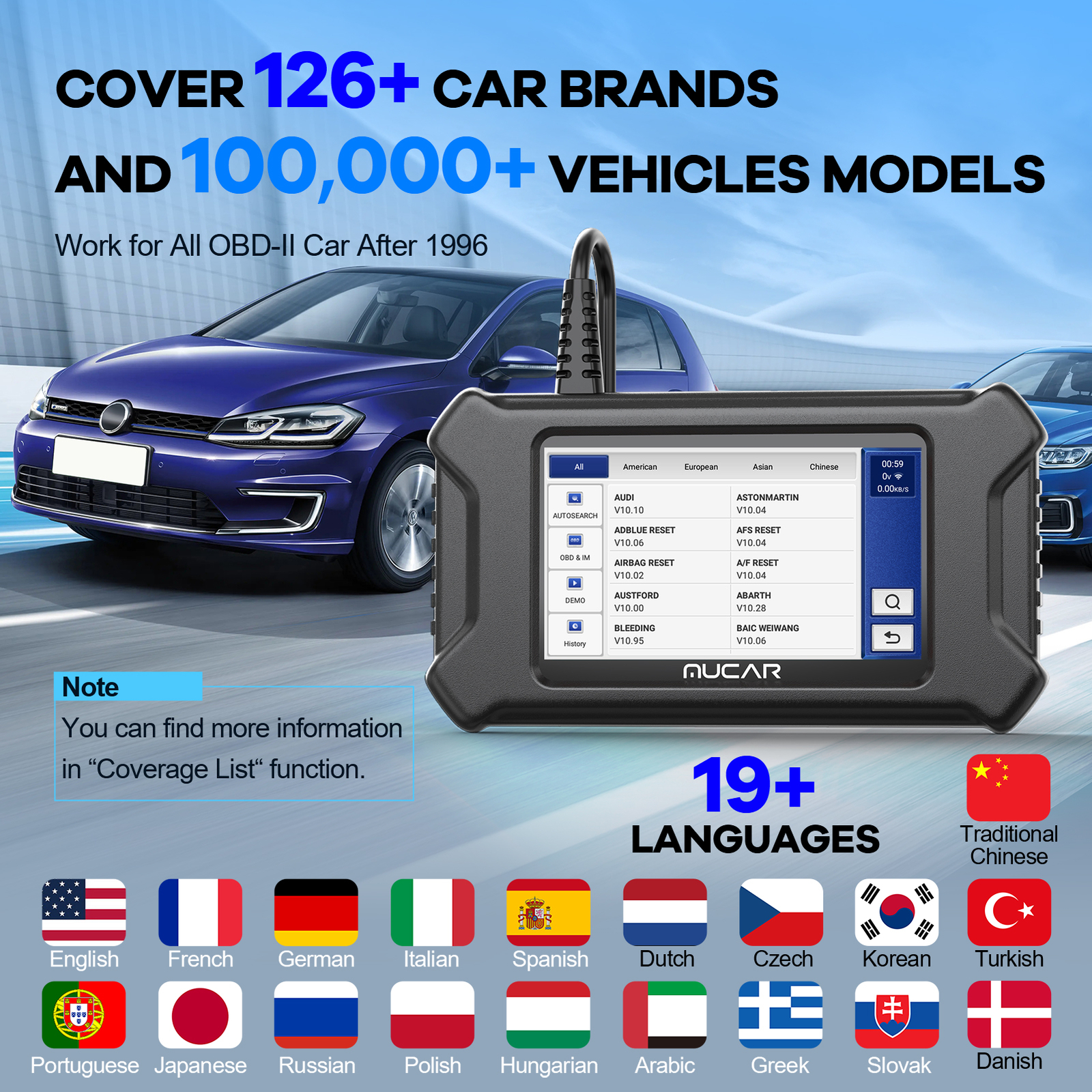 MUCAR CS6 OBD2 Scanner Engine ABS SRS TCM Code Reader Car Diagnostic Tool Oil
