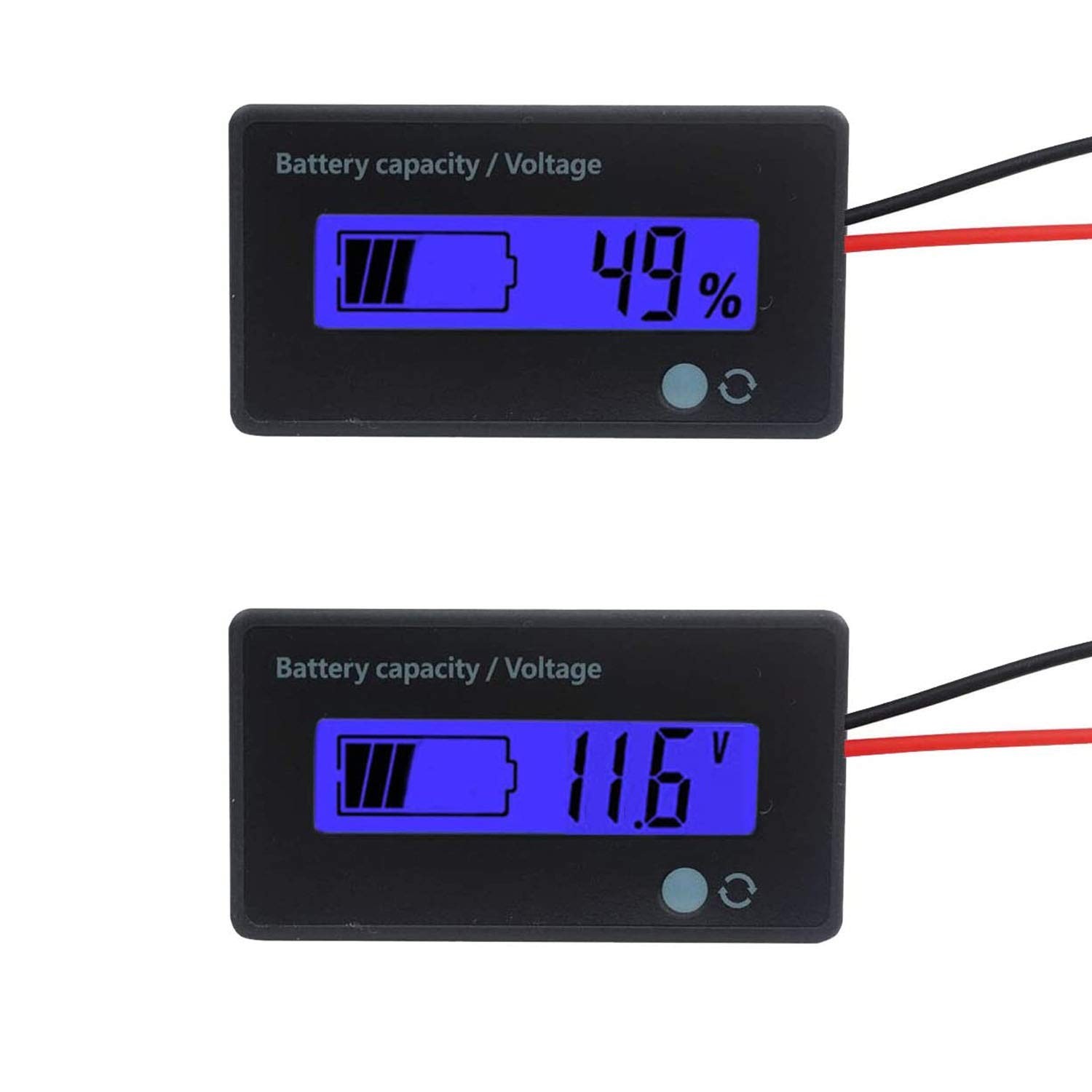 QJFCare Flash Alarm Blue LCD Waterproof Battery Capacity Monitor Gauge