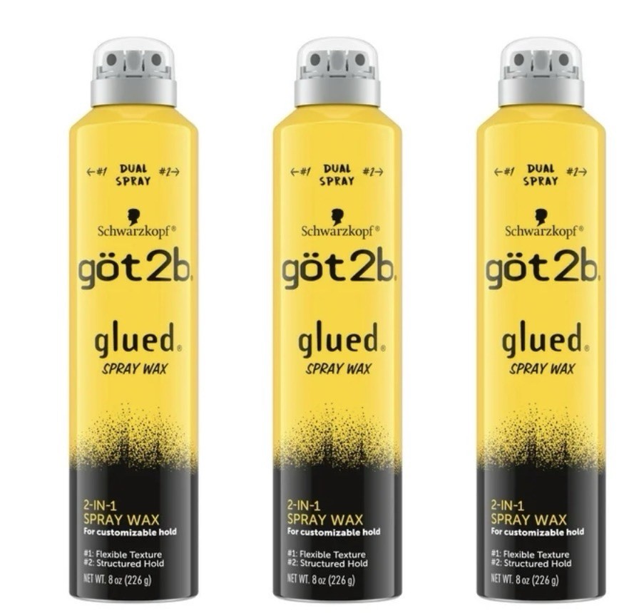 Schwarzkopf got2b Glued Spray Wax Dual Spray Customizable Hold 8 oz 3 Pack
