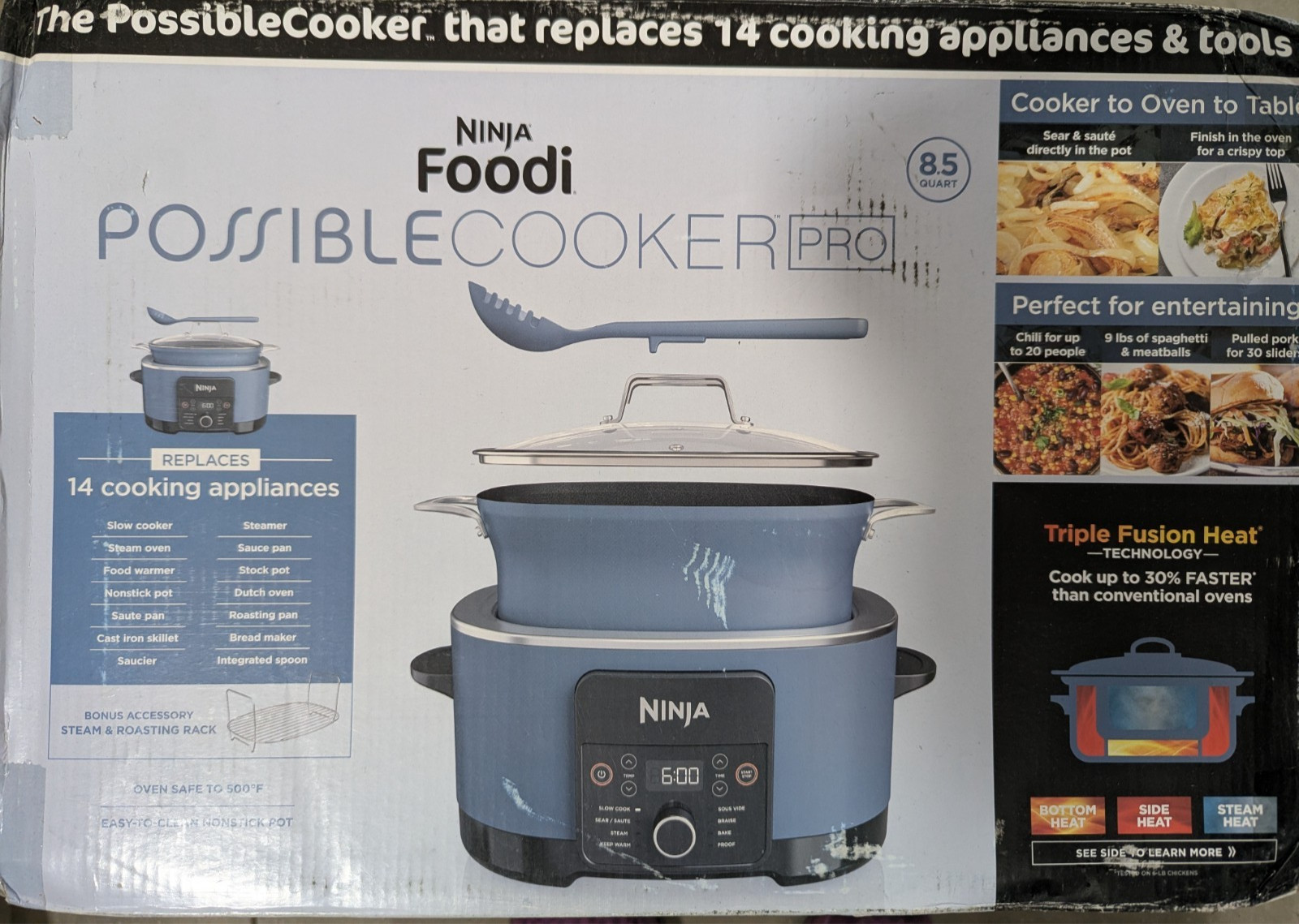 NEW Ninja MC2001 Possiblecooker PRO Plus, 8.5-QT Multicooker, 9 Functions, blue