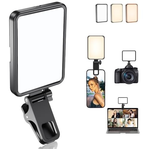 Rechargeable Soft Selfie Light for Phone, Camera, Laptop, 4-14H Battery Black