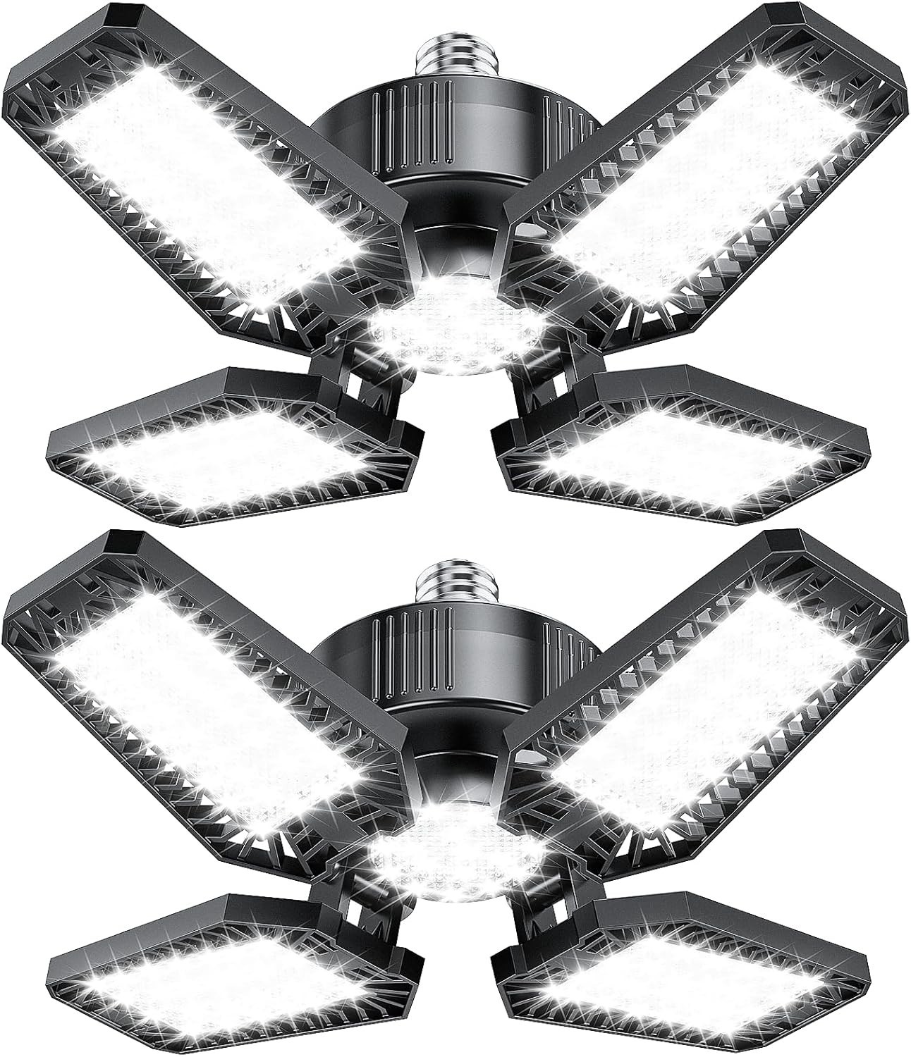 Garage Light 2 Pack 120W, 12000LM LED Lights for Garage with 4+1 Deformable Pane