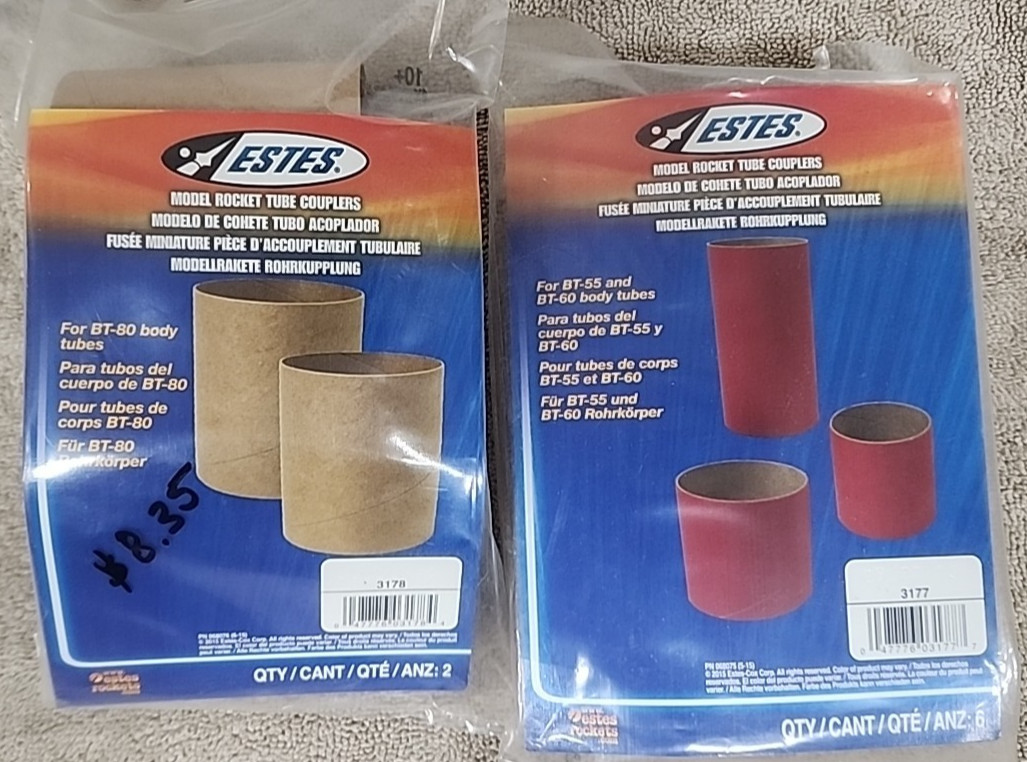 Estes Bt-55,Bt-60 Body tubes & Bt-80 body tubes New Free Shipping No Reserve!