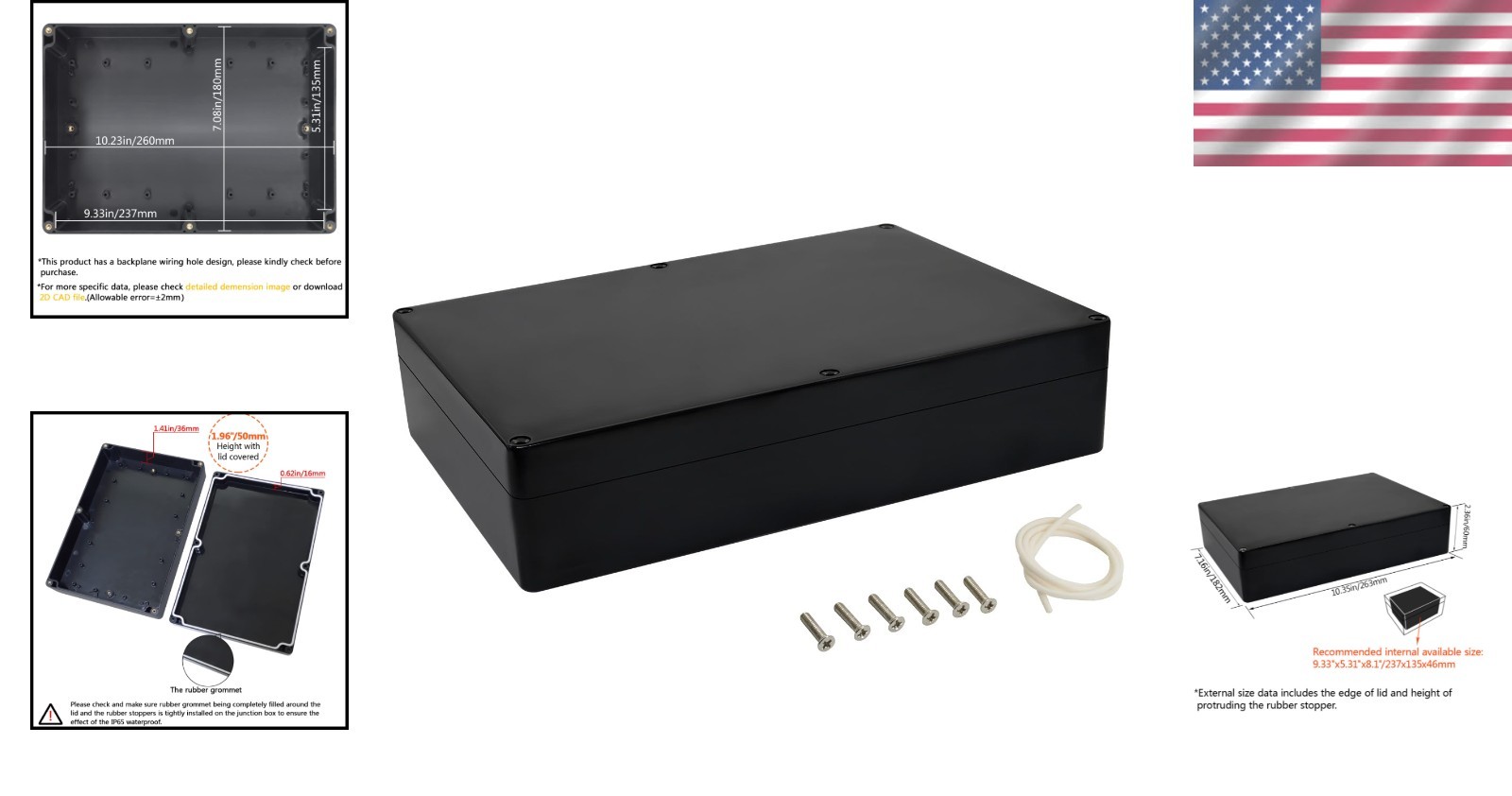 Waterproof ABS Plastic Junction Box 10.3x7.1x2.3 for Secure Electronics