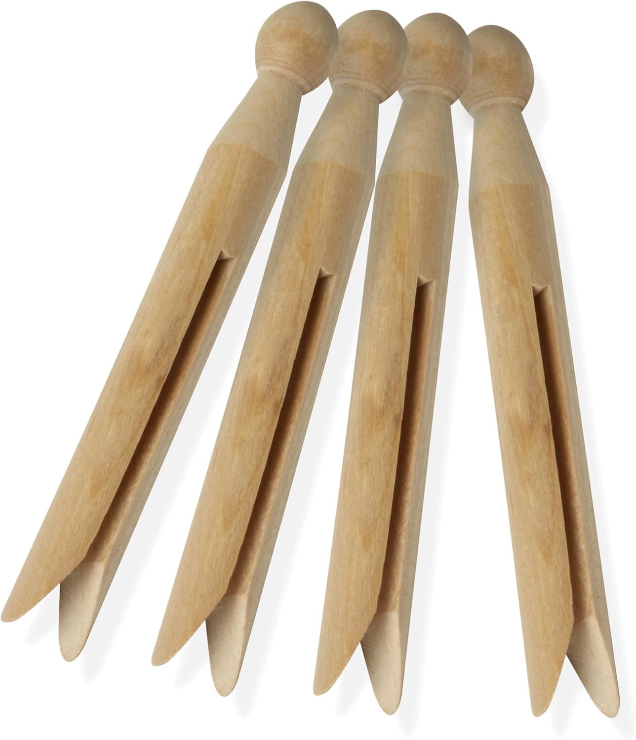 100 Pack Round Birch Wood Clothespins, Durable Wood Clips For Hanging Clothes, P