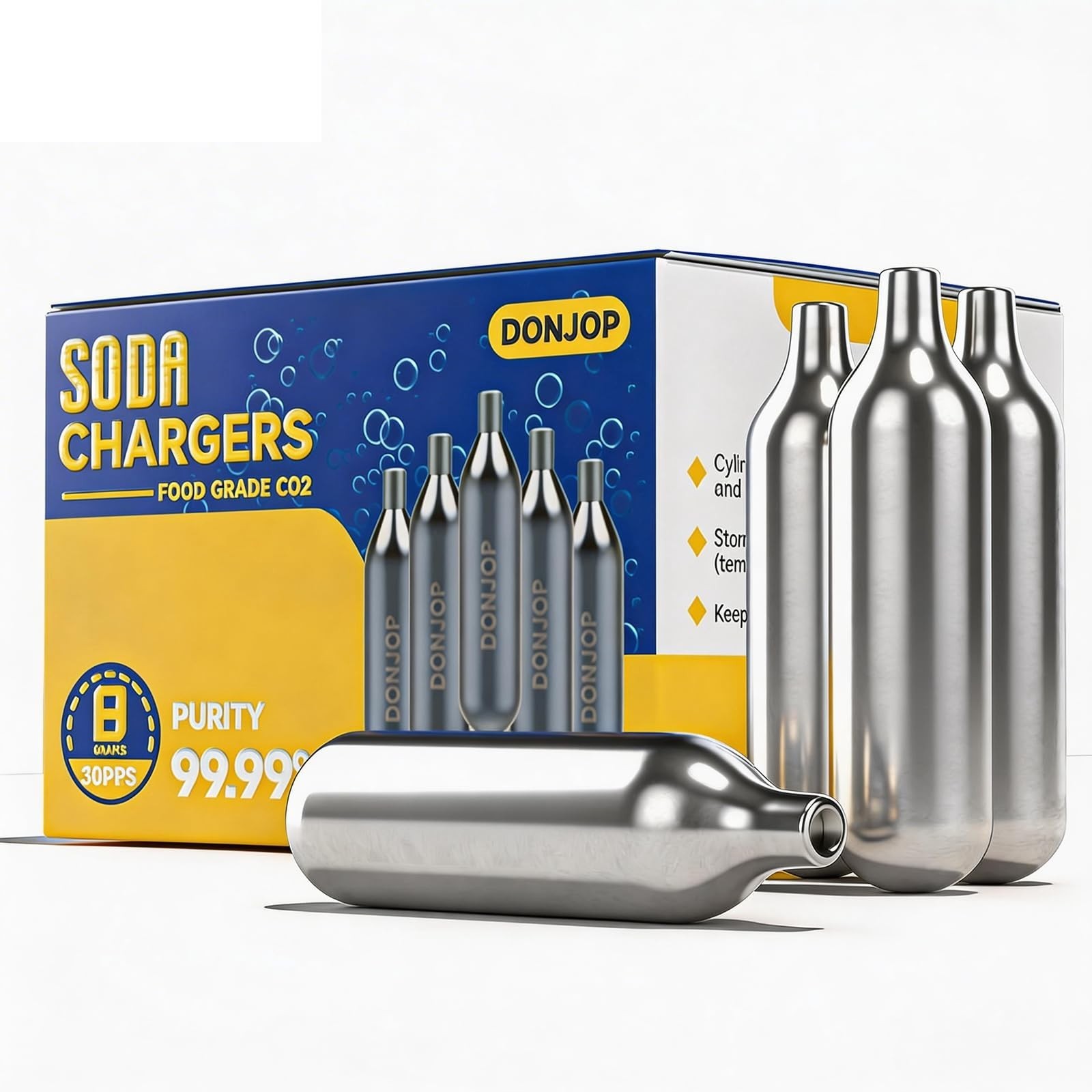 30 Pack 8G CO2 Cartridges,CO2 8G Soda Cartridges for Soda Maker Food Grade Se...