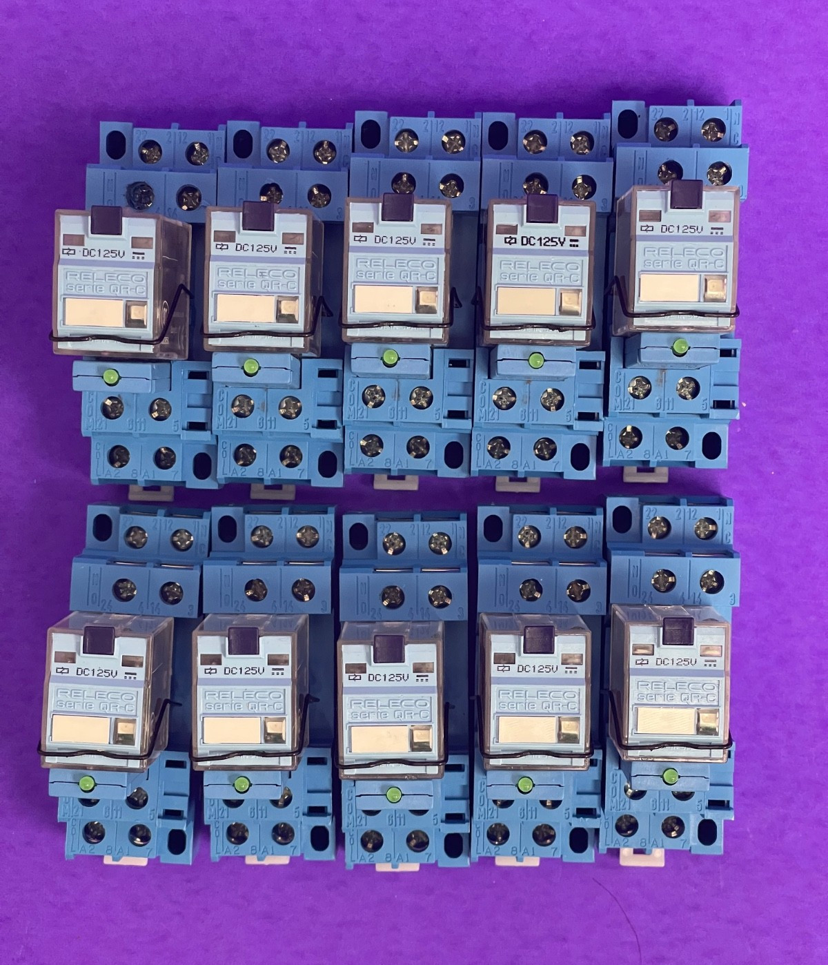 Finder 96.72 8-Pin Relay Socket &Comat Releco C7-X10X DC125V Relay [Lot of 10]