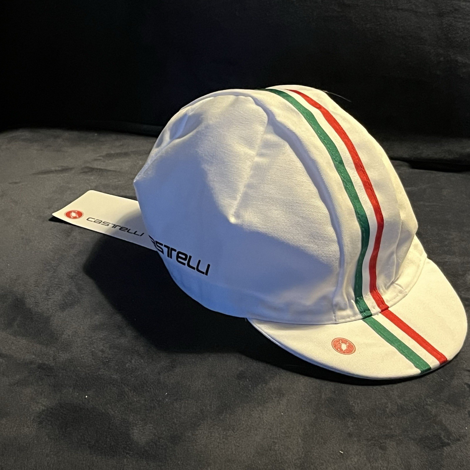 Castelli Cycling Cap One Size - White with Italian Stripe - NWT- made in Italy