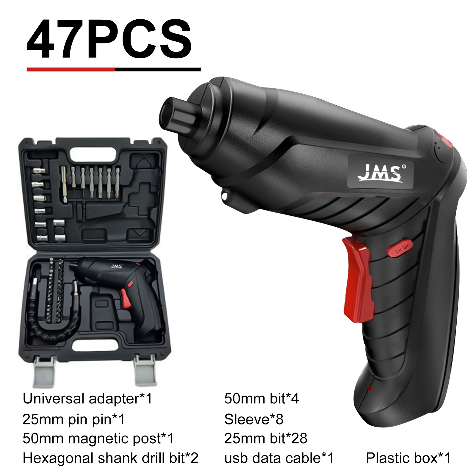 47PCS Electric Screwdriver Rechargeable Mini Drill 3.6V Cordless Power Tools Set