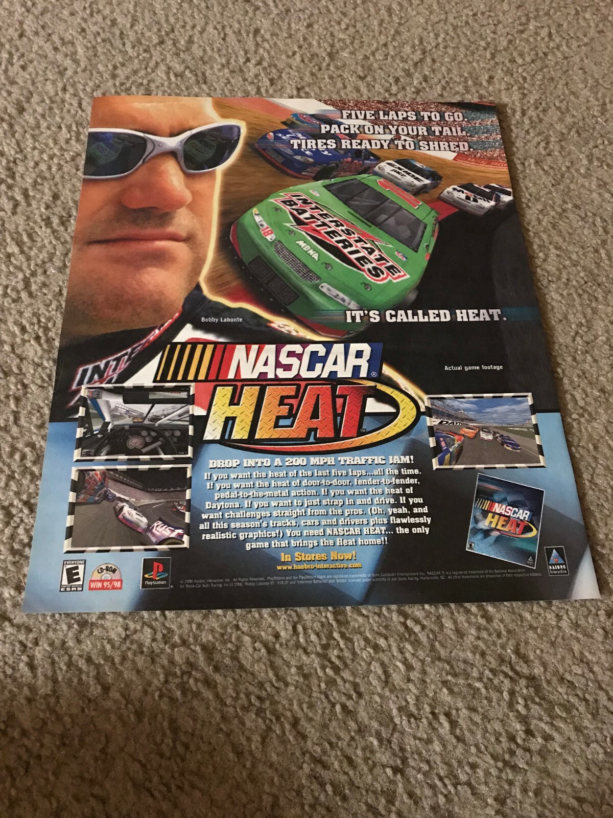 Vintage 1999 NASCAR HEAT PLAYSTATION GAME Poster Print Ad TERRY LABONTE RARE