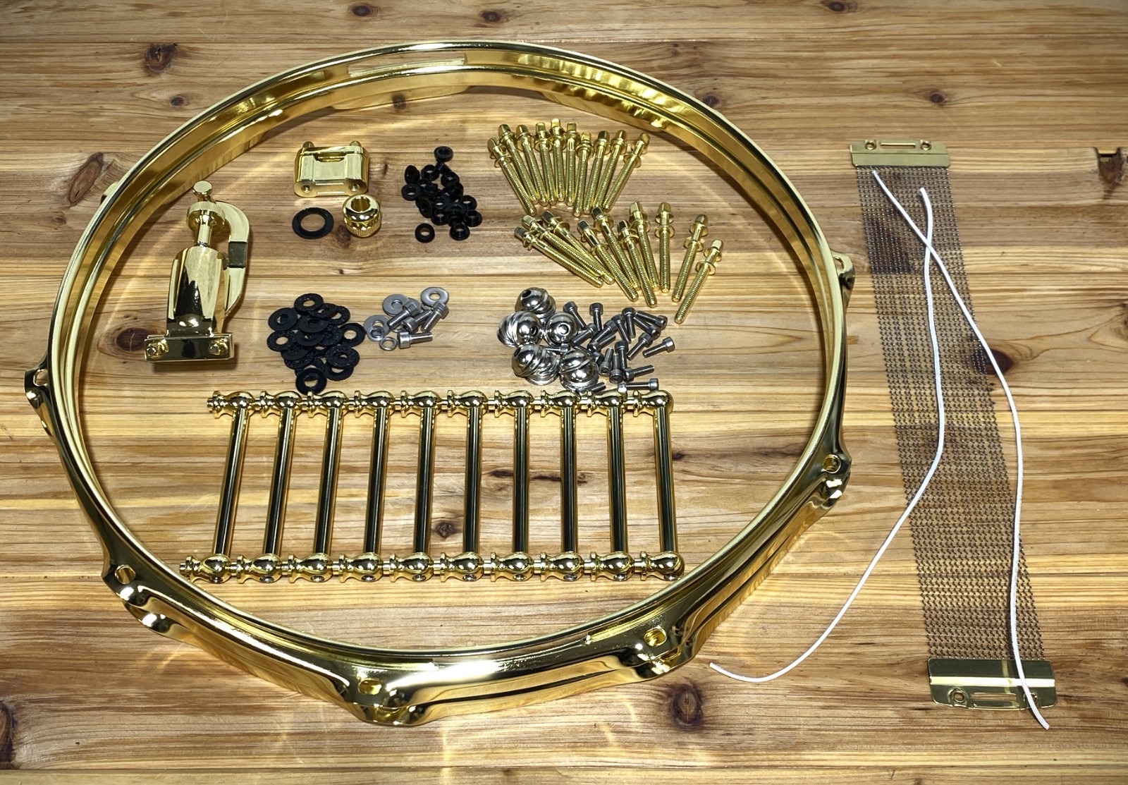6.5x14" Brass Snare Drum Hardware Kit with Tube Lugs Metal Shell Screws