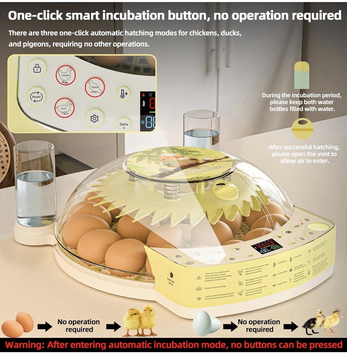 22 Egg Incubator for Hatching Eggs, Temperature Control, Humidity Control