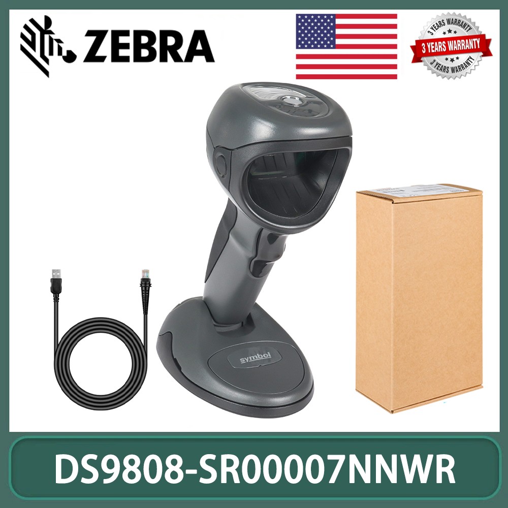 Symbol Zebra Motorola DS9808-SR00007NNWR 1D Barcode Scanner with Stand+USB Cable