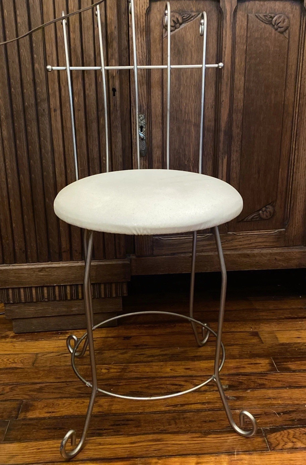Vintage IRON WIRE VANITY CHAIR STOOL
