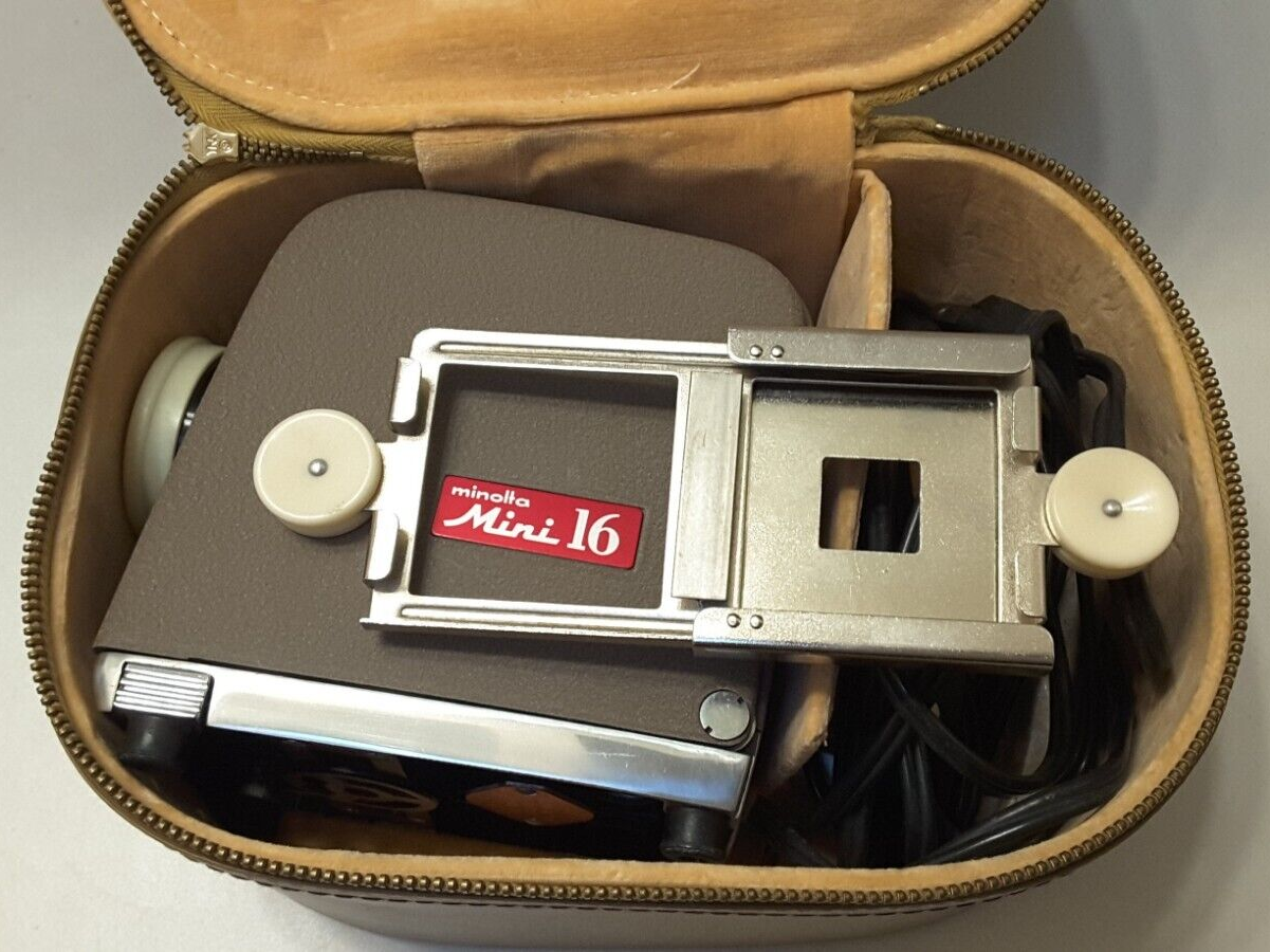 Vintage Minolta Mini-16 Projector, Original Case & Box, Tested and Working