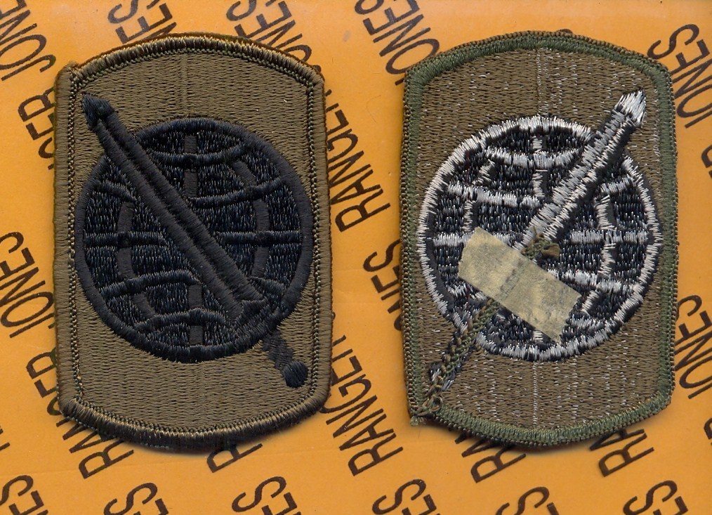 US Army 358th Civil Affairs Brigade OD Green & Black uniform shoulder patch m/e