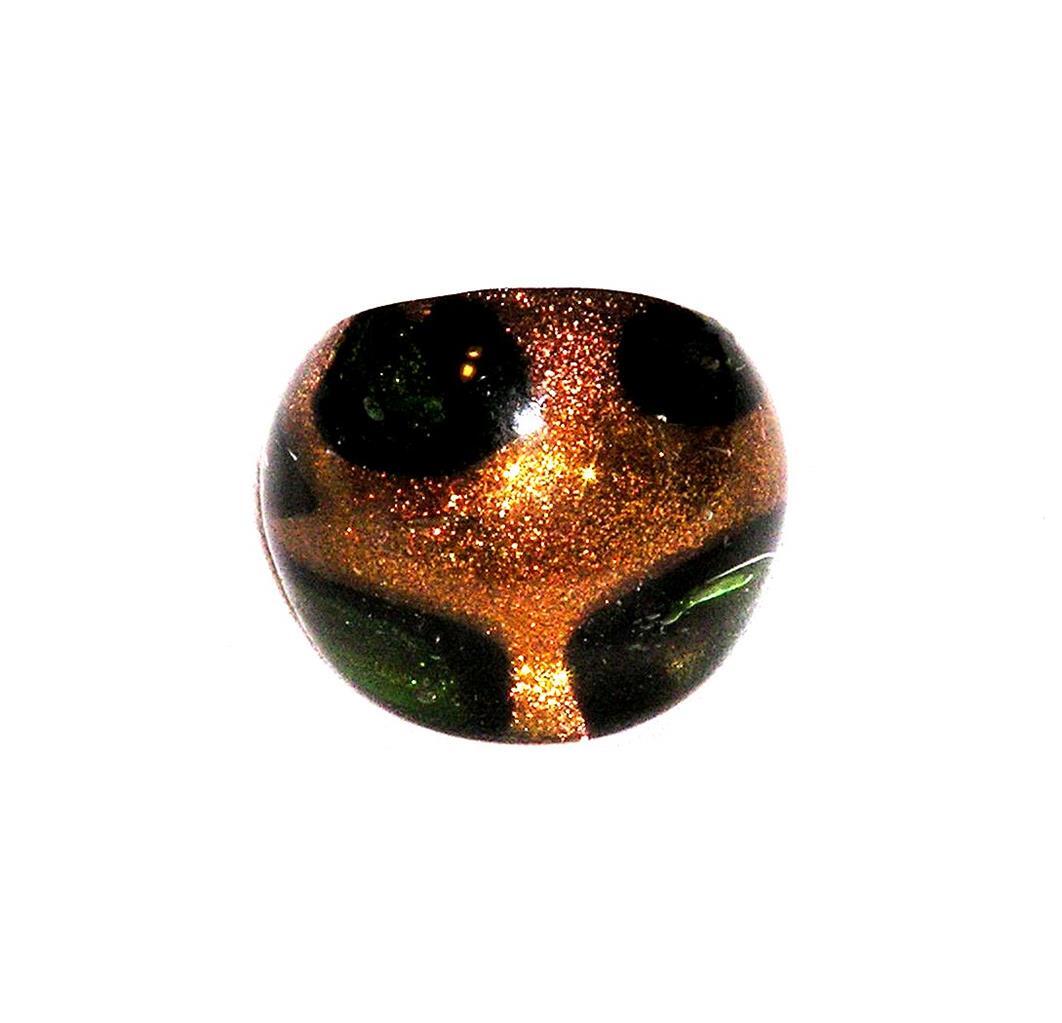 RING R66 Wide Band Size 8 1/4 Goldstone With COLORFUL FUSED GLASS