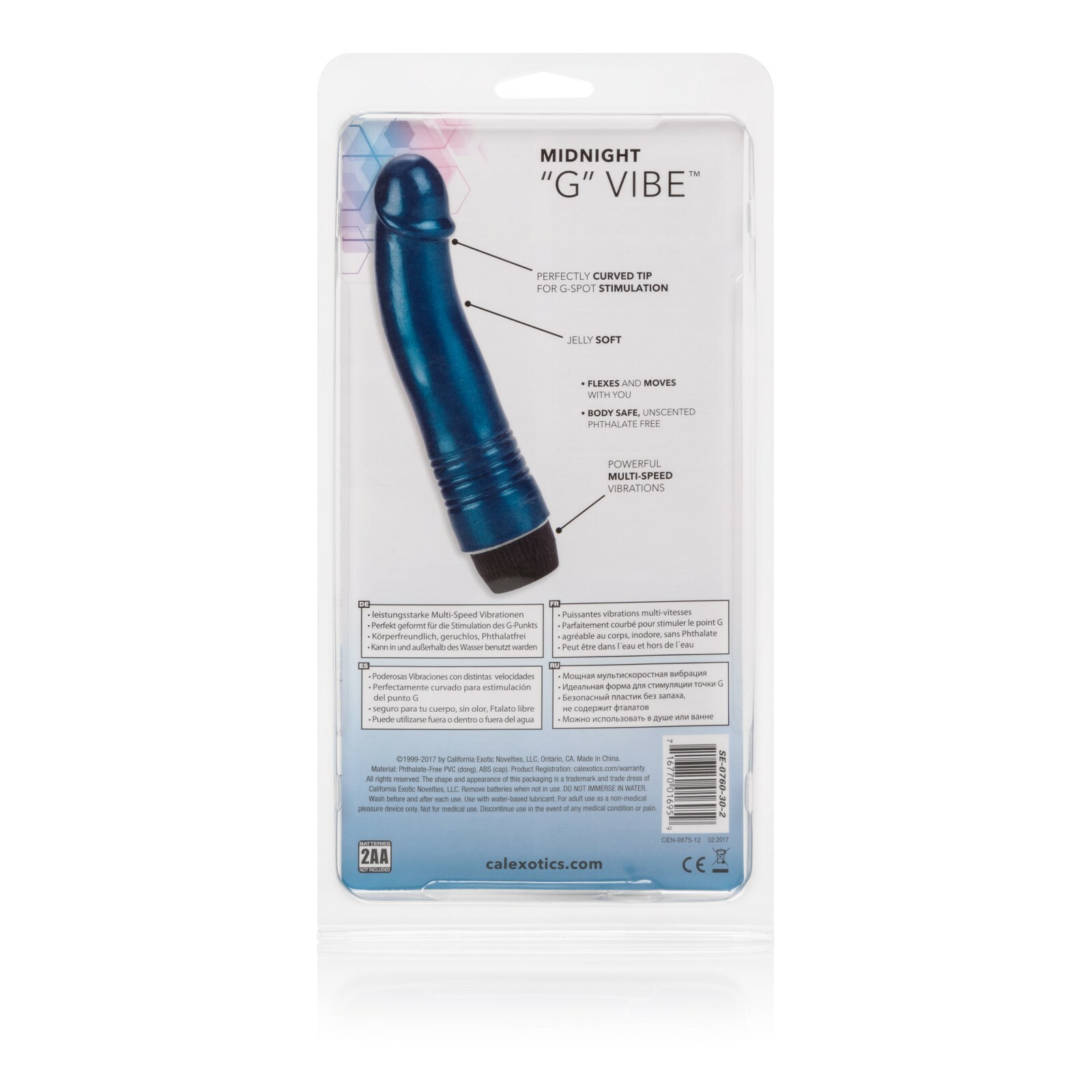 CalExotics Midnight G-Spot Vibrator 6.75" Blue Multi-Speed Vibe