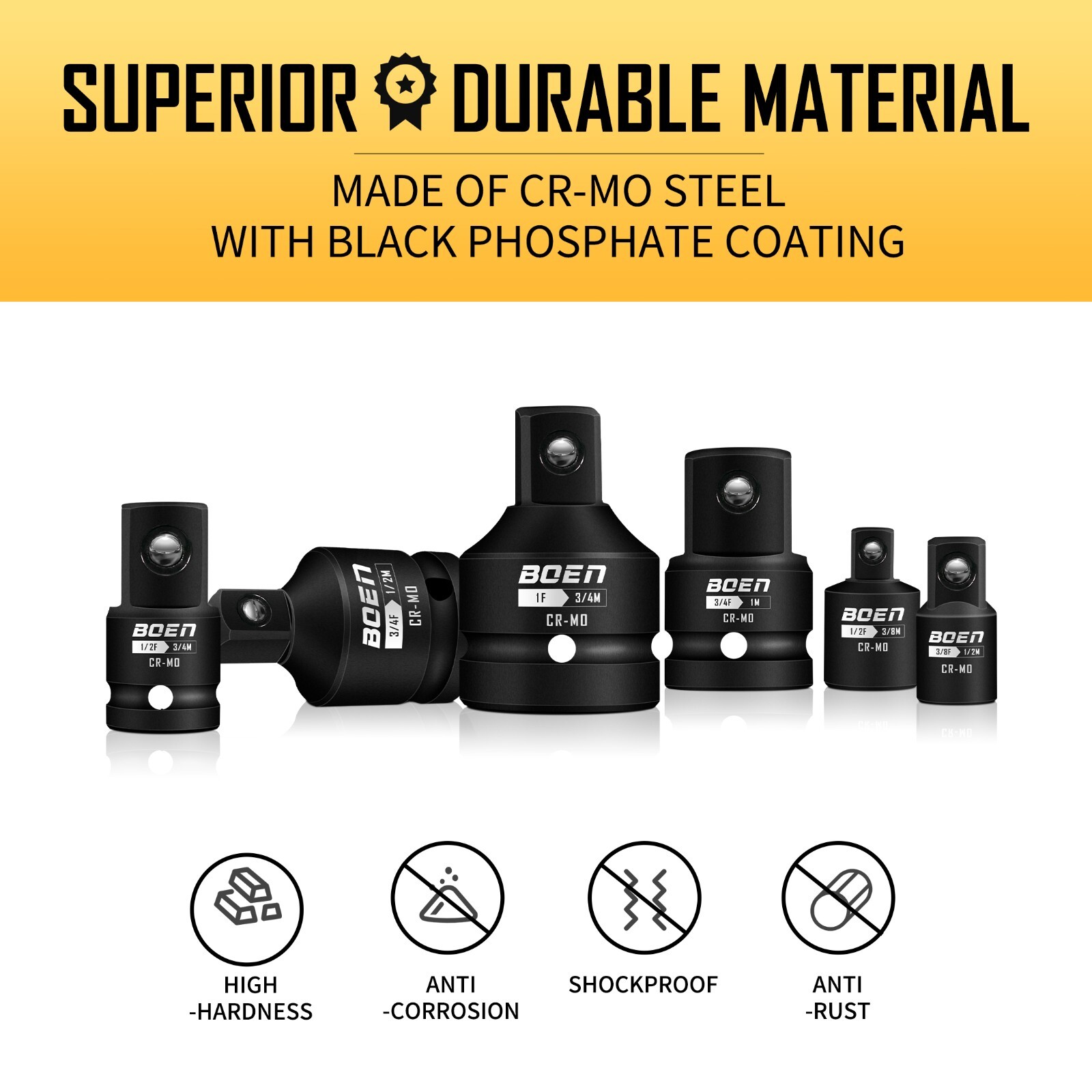 8 Piece Impact Socket Adapter and Reducer Set, 1/4" 3/8" 1/2" 3/4" Drive Socket
