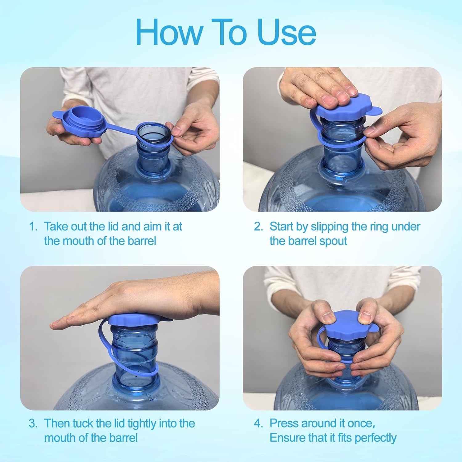 Durable Leak-Proof Silicone Caps for Instant Water Jug Replacement - 5 PCS