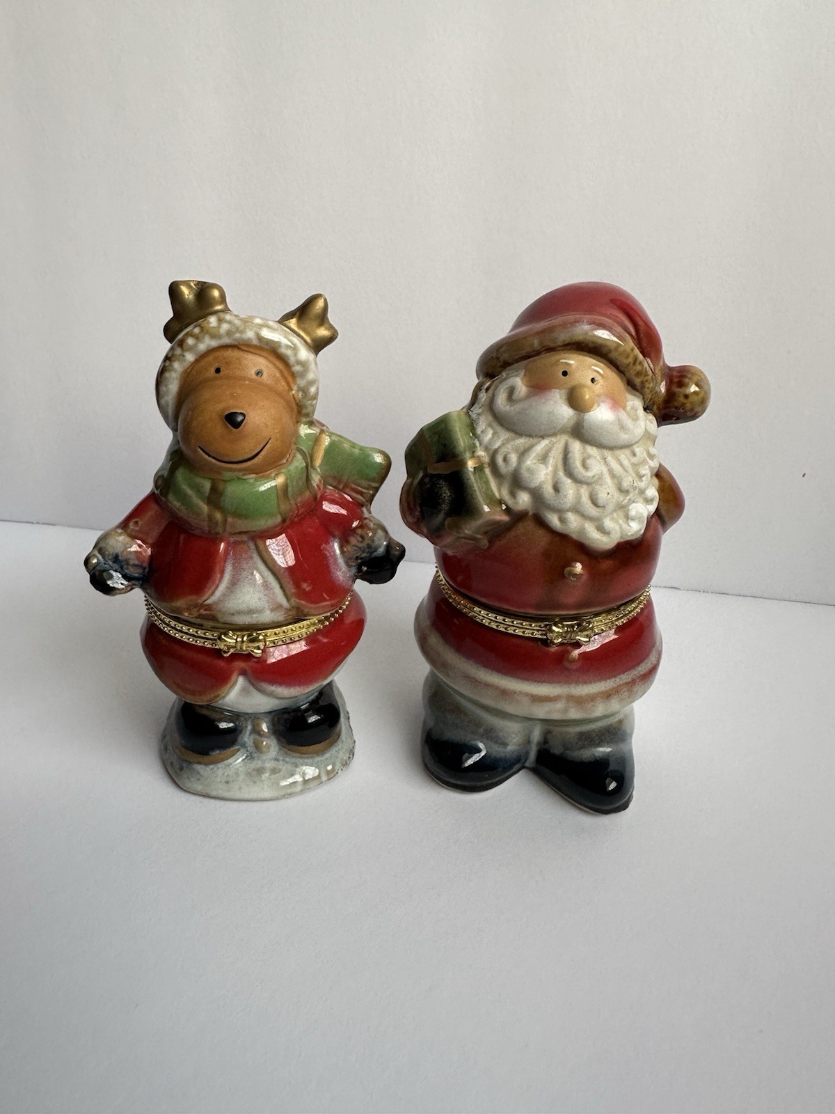 Santa And Reindeer Trinket Boxes, Christmas, Gift