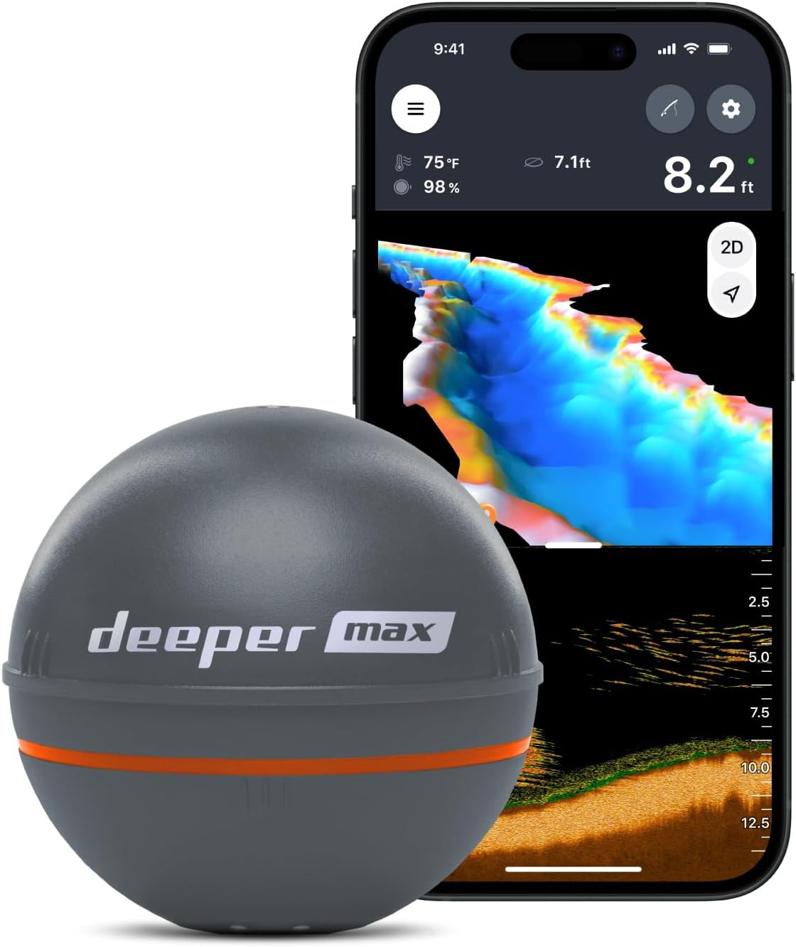 MAX Castable GPS Fish Finder– Portable Chirp Sonar Depth and Fish Finder for Boa