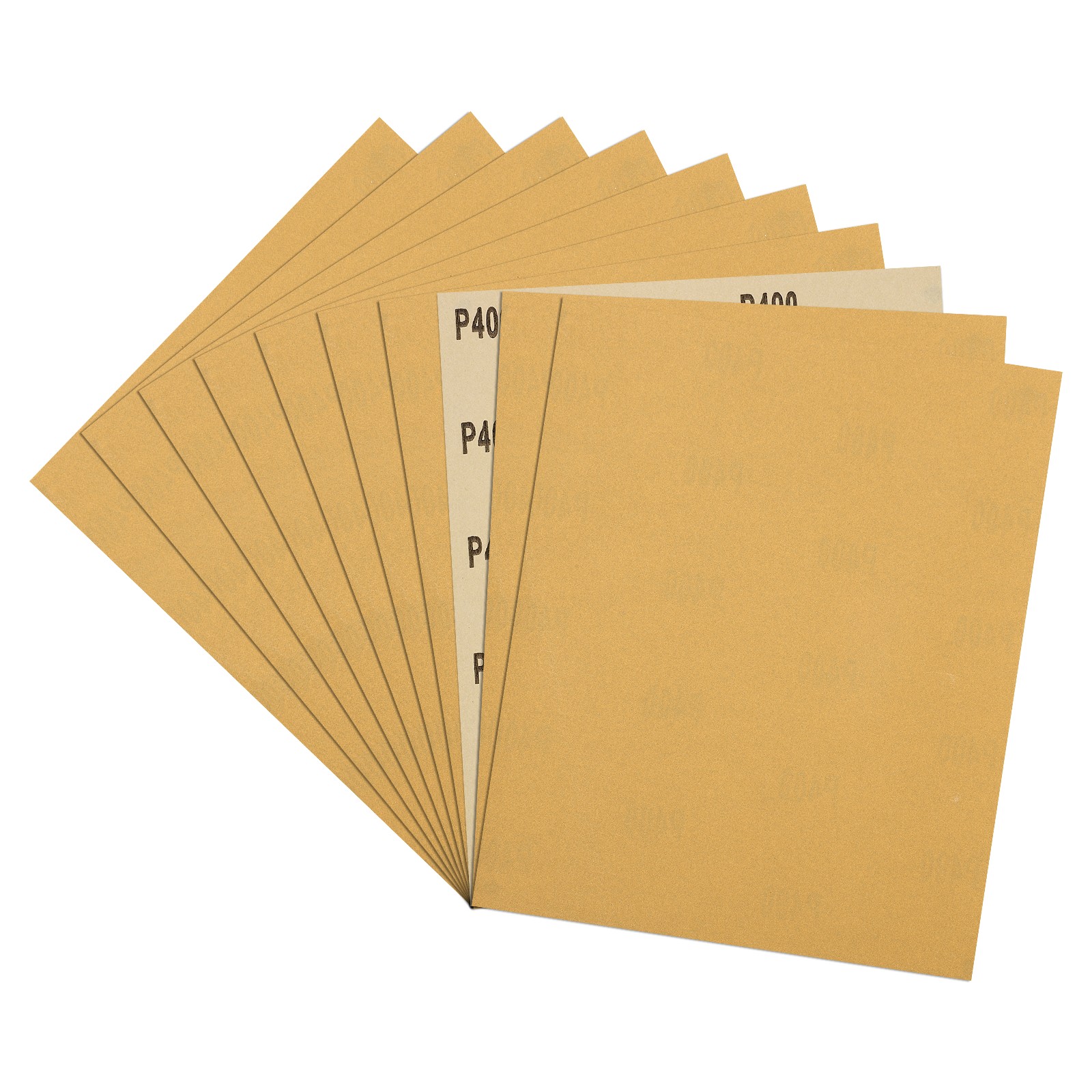 Sandpapers (9" x 11"/229mm x 279mm) 10 Sheet, 400 Grit Gold Sand Paper