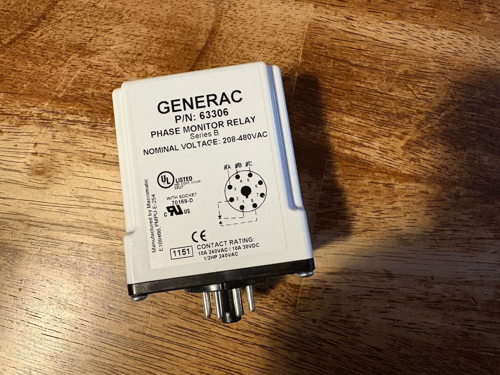 Generac 63306 Phase Monitor Relay 208-480vac