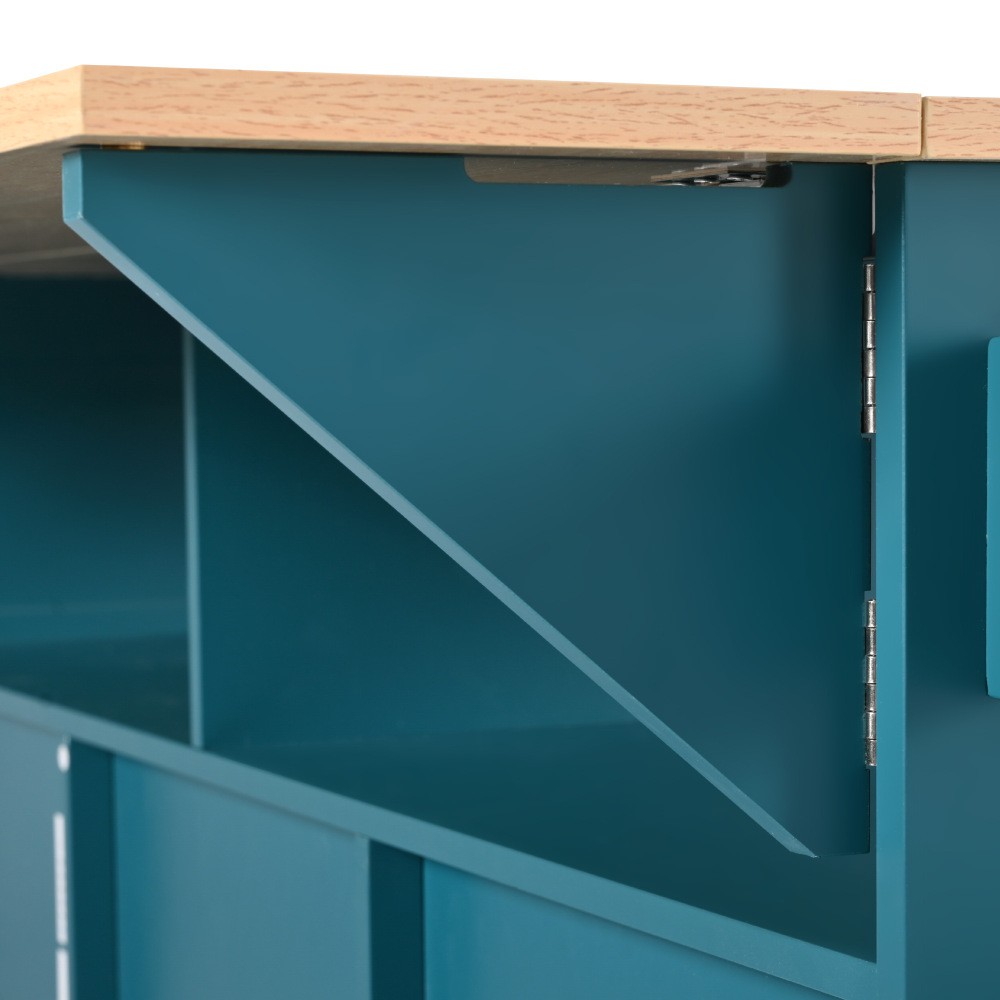 55.7'' Large Kitchen Island with 2 Drop Leaf,, Rolling Kitchen Cart on 5 Wheels