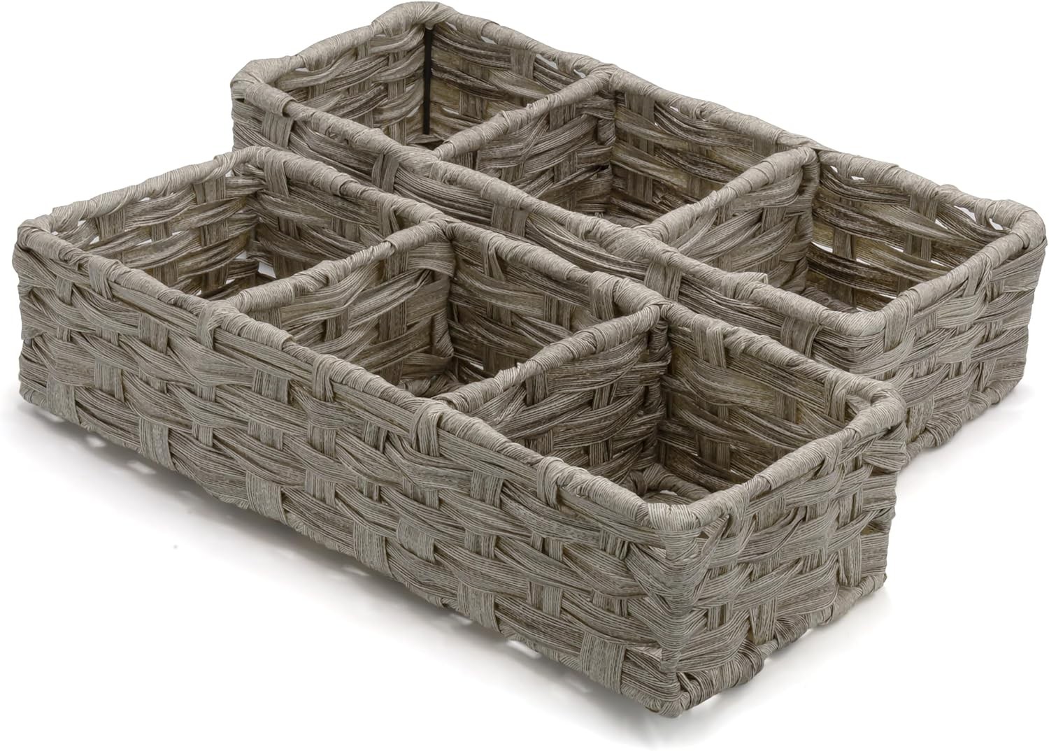 [2 PACK SET] Wicker Storage Basket Boho Organization & Storage Container