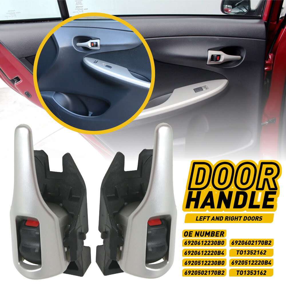 Interior Door Handle For 2009-2013 Toyota Corolla Matrix Set of 2 bLACK Plastic