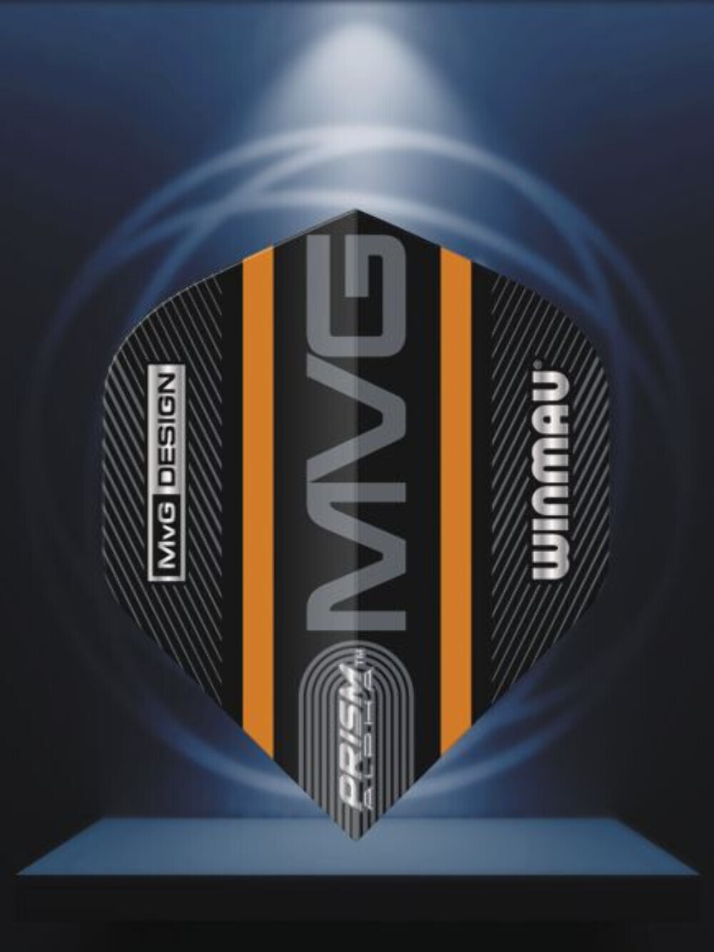 Winmau Prism Alpha MVG Black & Orange Logo Stripe Flight