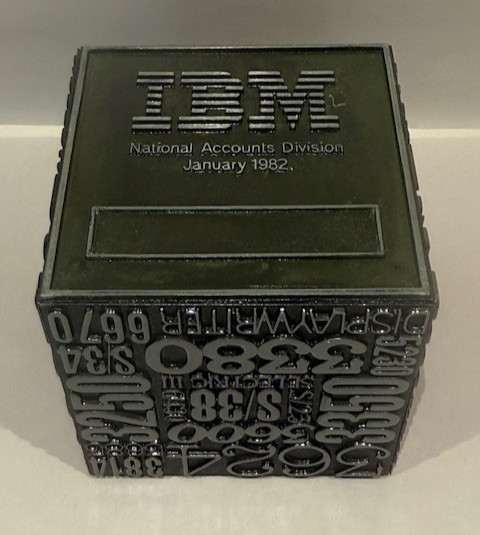 Collector 1982 IBM PAPERWEIGHT - Typography to Digital Tech History Artifact