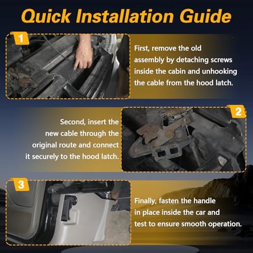 Hood Latch Release Cable with Handle Compatible with Cadillac Escalade