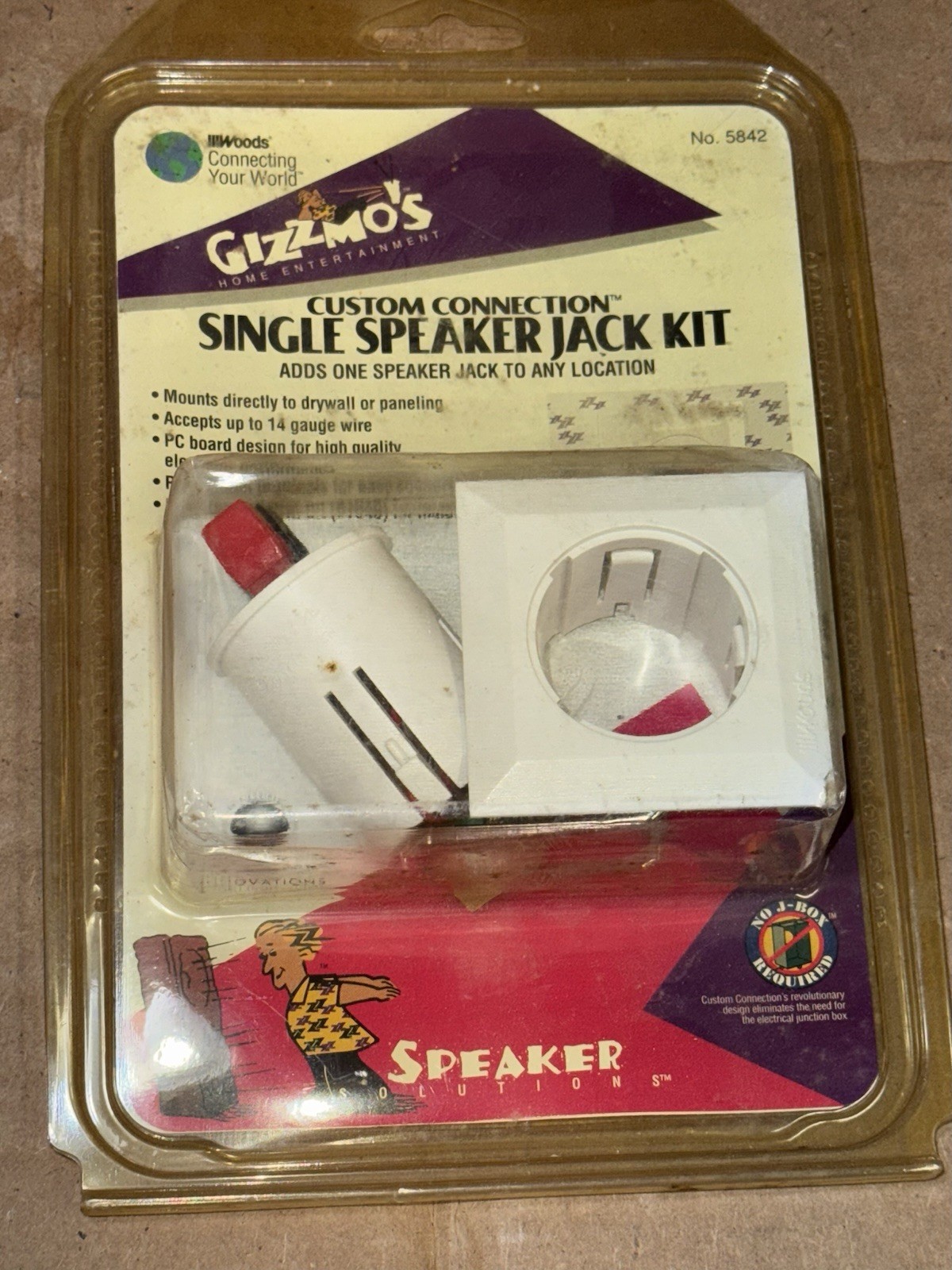 Vtg 1994 GIZZMO'S SINGLE SPEAKER JACK & SINGLE JACK KIT  (WHITE) No 5842 WOODS