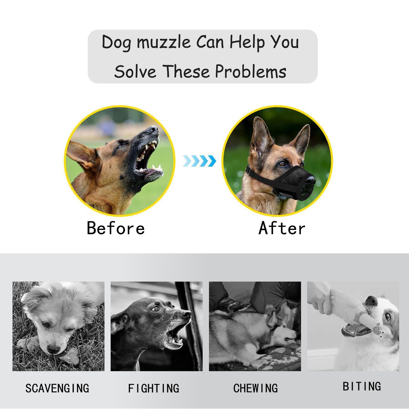 Dog Muzzle,Soft Air Mesh Muzzle for Medium Large Dogs to Prevent Biting Barki...