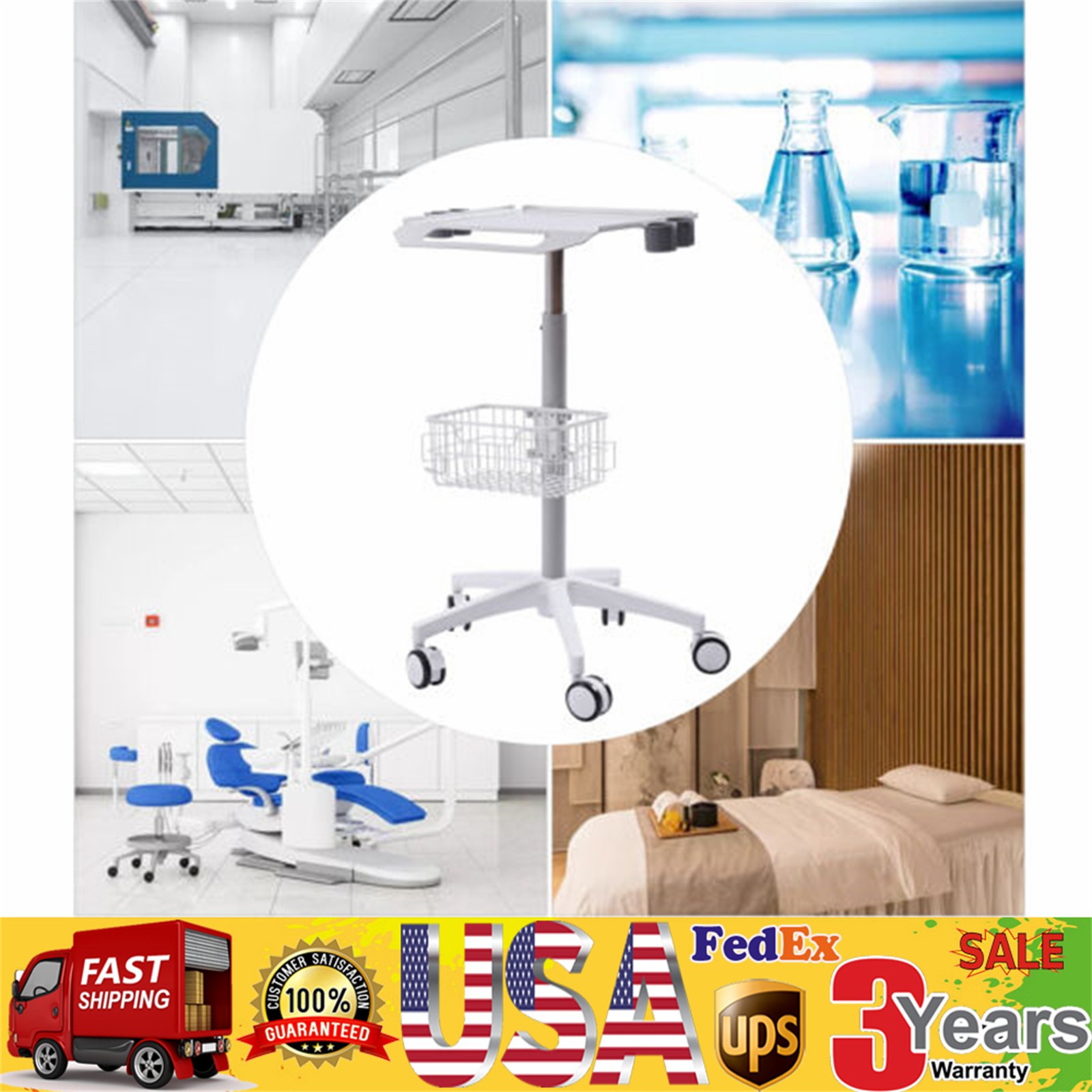 Mobile Rolling Cart Medical Trolley for Ultrasound Imaging Scanner Cart US~