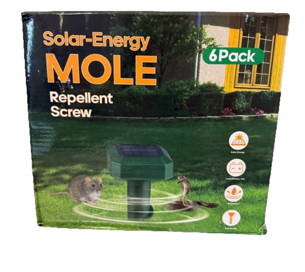 6-Solar Powered Mole Repellent for Lawns Screw Gopher Repellent Quiet Outdoor Vi
