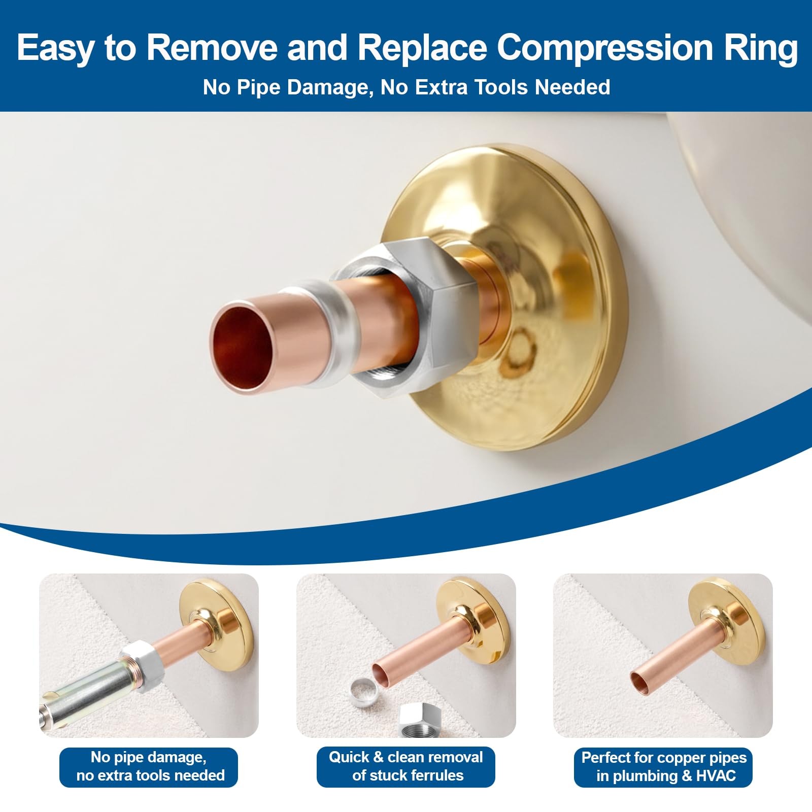 Compression Sleeve Puller Tool for 1/2 Inch Copper Pipe - Colored zinc