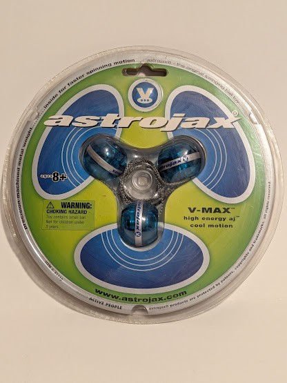 Astrojax V-Max Defy Gravity High Action Spinning Toy Blue 2003 NOS